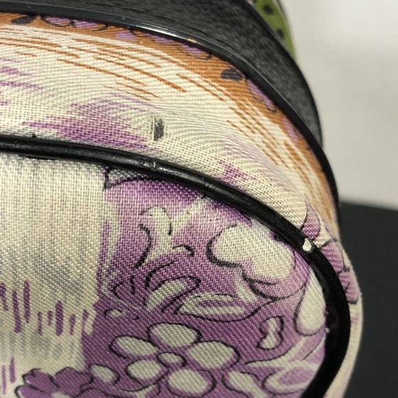 Small Travel Bag Suitcase 1970s Floral Striped Tropical Stripes Zipper Pocket - Picture 6 of 16